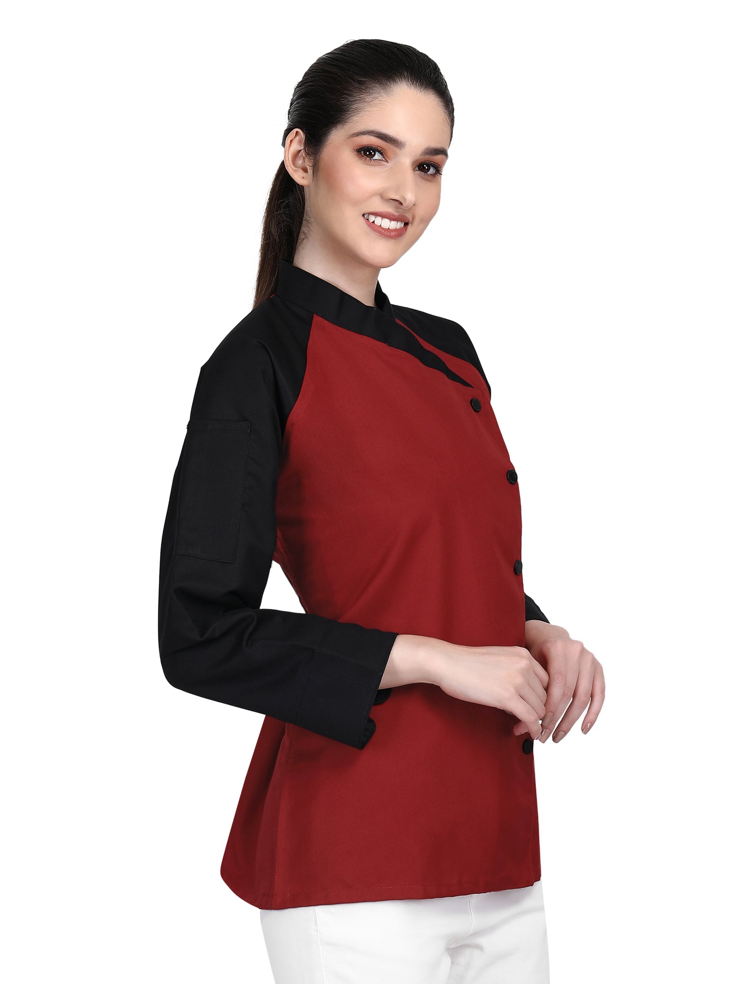 3/4 Sleeves New Chef Coat Jacket Uniform for women ideal for food service, Caterers and Culinary professional – Red